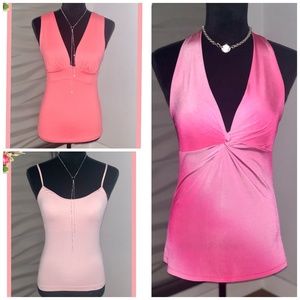 🌸 3 Beautiful Pink Tops: Crisscross, Halter, Tank